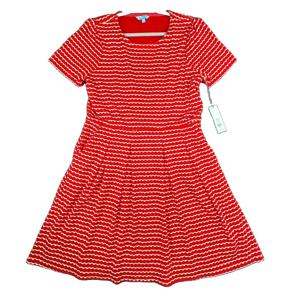 Draper James XL Red & White Striped Fit & Flare Dress with Pockets NWT